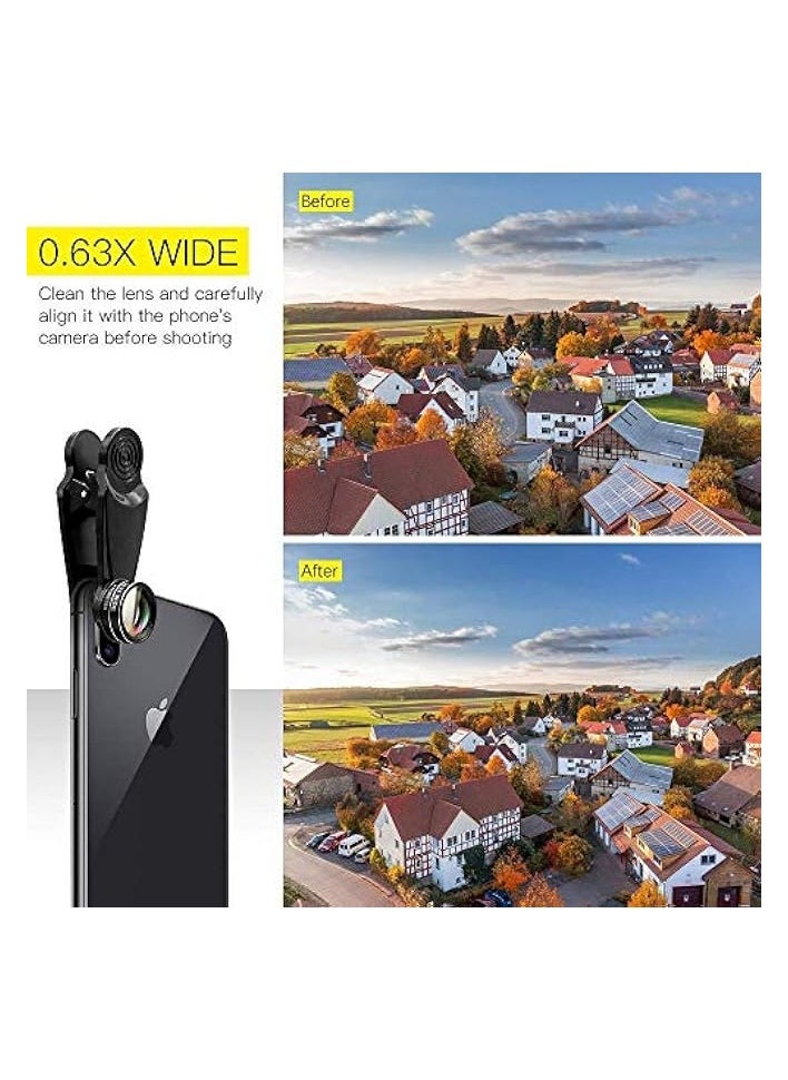 [Upgrade]Phone Lens Kit 10 in 1 Phone Camera Lens,Zoom Lens+198° Fisheye +0.63X Super Wide-Angle + 15X Macro Lens + CPL +Kaleidoscope Lens +Starburst+Flowing water for iPhone Samsung Android (10 in 1)
