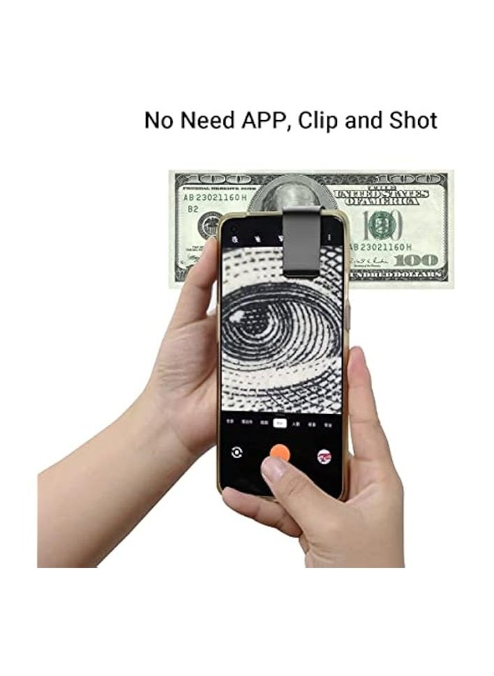Mobile Phone Microscope, 200x Mini Pocket Microscope with LED Light/Universal Clip Portable Digital Magnifier Camera Accessory with CPL Lens Compatible with iPhone/Andriod Phones(Black)