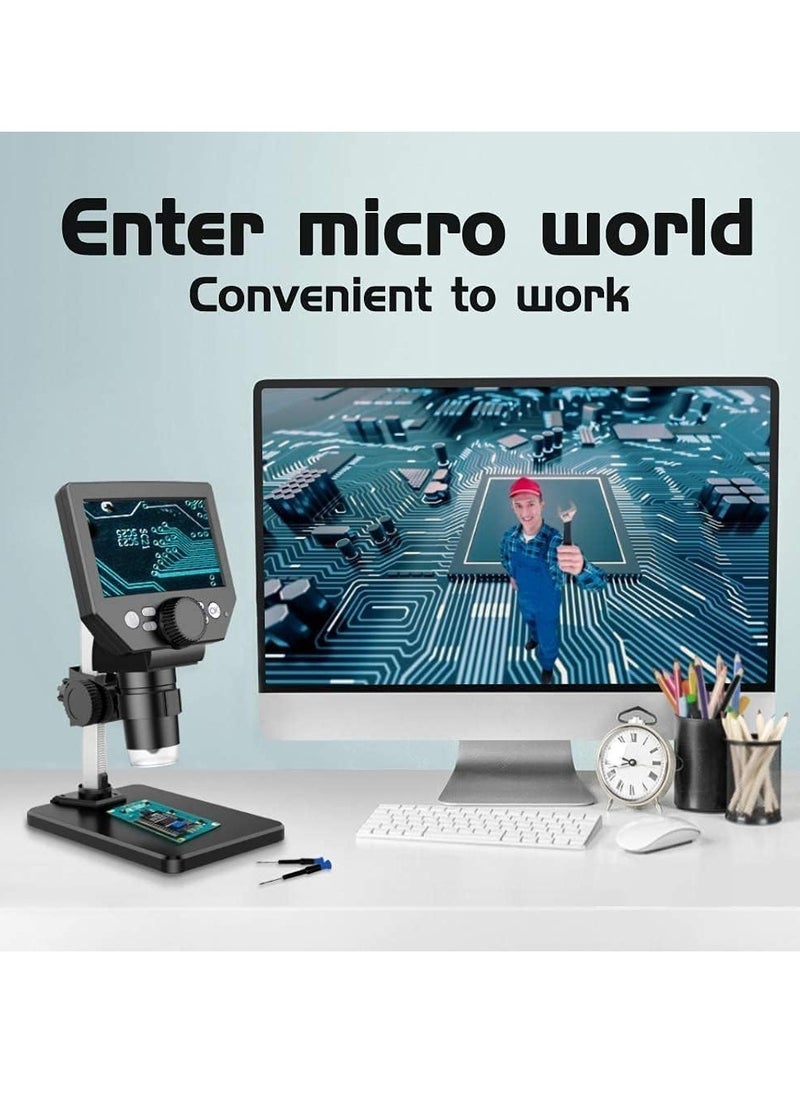 LCD Digital Microscope,4.3 Inch 1080P 10 Megapixels,1-1000X Magnification Zoom Wireless USB Stereo Microscope Camera,10MP Camera Video Recorder with HD Screen