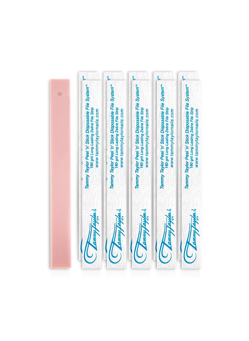 Tammy Taylor 100/180 Grit Nail Files for Natural Nails | Peel and Stick Disposable Zebra Nail File for Shaping Fingernails Toenails, Gel and Lacquer w/Professional Emery Boards for Nails | 25 Pack