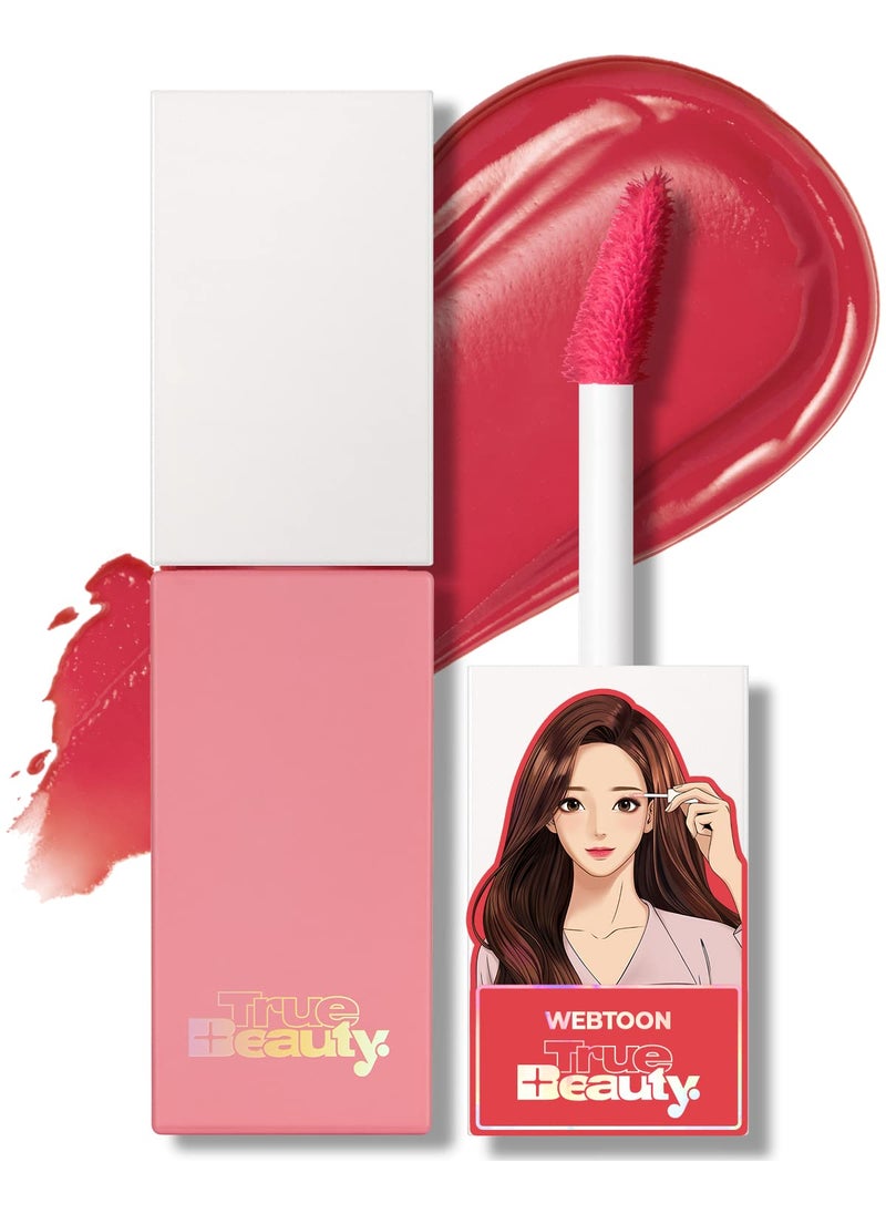 AMTS Webtoon True Beauty - 01 Some Love | Pink Lip Tint Stain | High Pigment Liquid Waterful Shine Non-Sticky Long-Wearing Long-Lasting | True Beauty Cute Pink Makeup