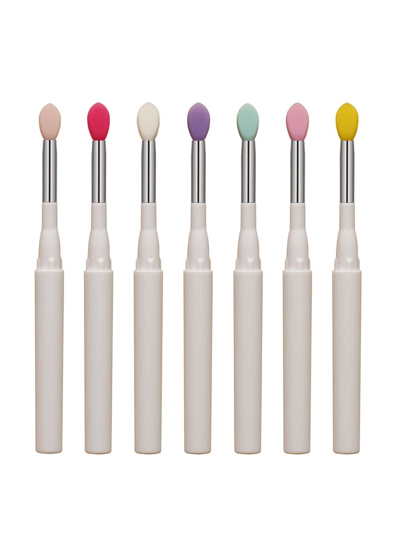 LORMAY 7pcs Silicone Makeup Brushes with Caps. Perfect tools for applying cream or liquid Lip Mask and Eyeshadow (White)