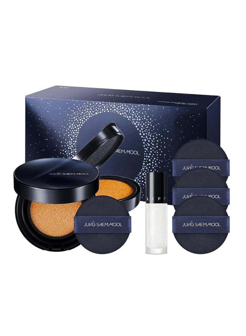 [JUNGSAEMMOOL OFFICIAL] Essential Skin Nuder Cushion Special Set (Medium Deep) | Nuder Cushion Navy Edition (Refill included) + Lip-Pression Glittering Topper (2g) + Navy Cushion Puffs (3pcs)