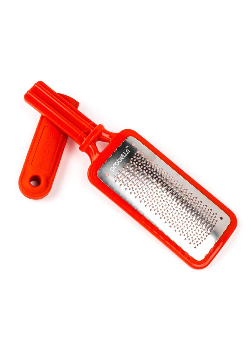 Probelle Colossal Foot Rasp Metal Foot File, Callus Remover for Pedicure Foot Spa, Stainless Steel Foot Scrubber, Dead Skin Remover, Best Foot Care Scraper, Instant Results, Removable Handle, Red