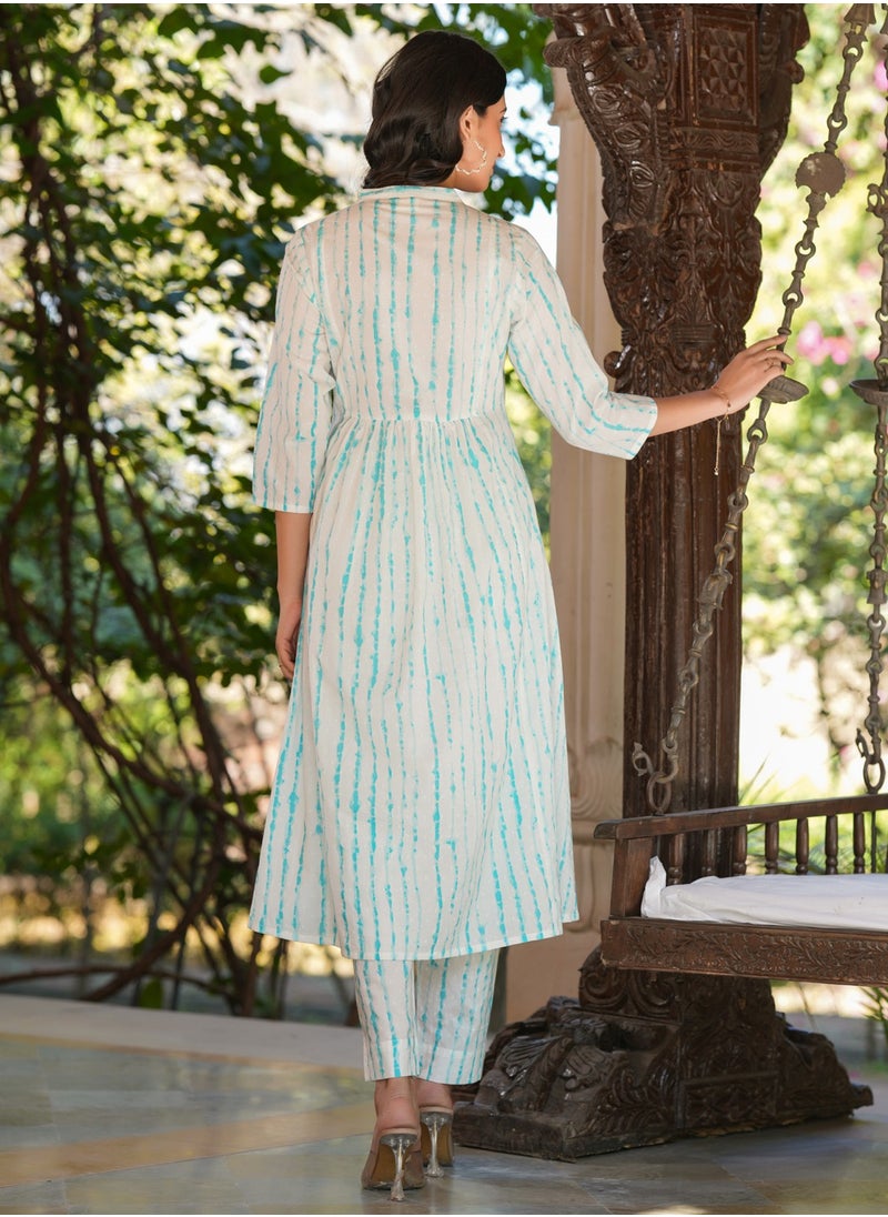White Cotton Tie & Dye Kurta 2Pc Set
