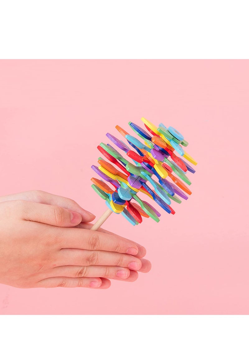 Wooden Spiral Sensory Fidget Toys Multi-Color Wood Spiral Lollipop Adult and Children's Sensory Toys New Magic Rotary Lollipop Baseball Decompression Toys