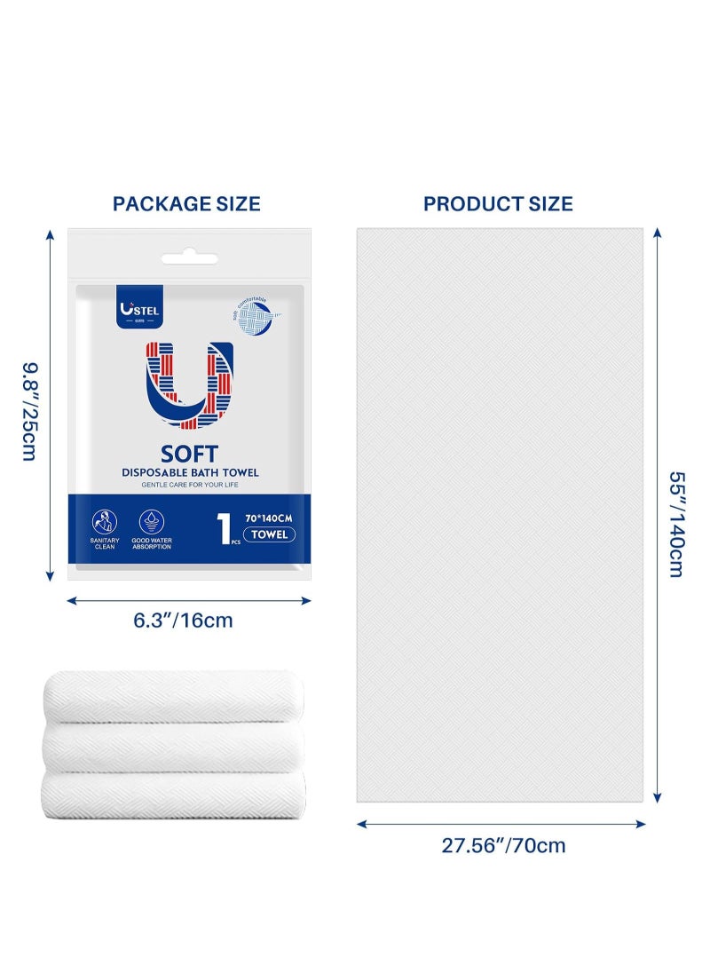 Premium Disposable Bath Towels, Disposable Bath Towels Portable Soft Towel Set for Hotel, Bathroom, Spa, Trip, Camping Highly Absorbent 55x27.5 Inch 4 Individually Packaged