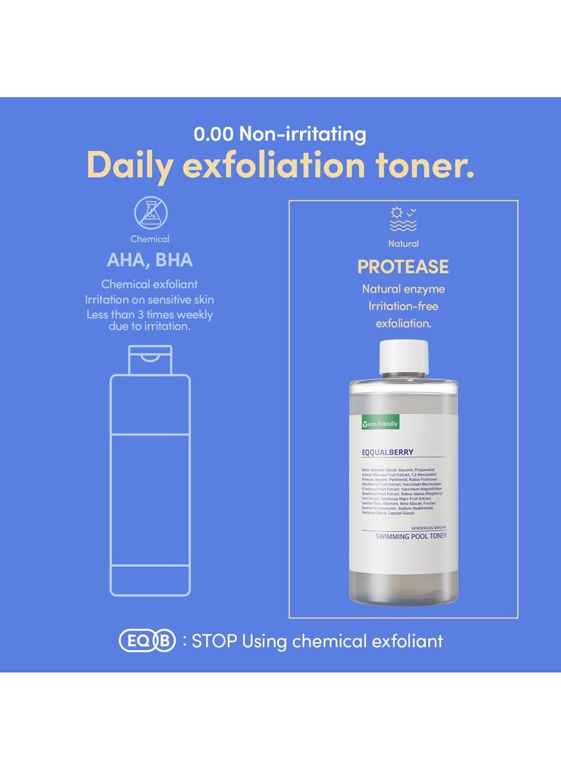 Swimming Pool Toner - Gentle Exfoliating Toner with Natural Enzyme | Boosted Hydration with Hyaluronic Acid | Daily Toner for Sensitive Skin | Korean Skincare, 10.14 Fl. Oz / 300ml