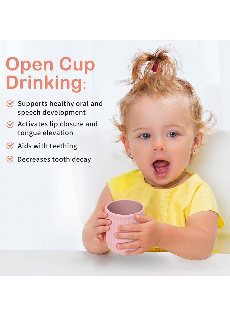 Toddler Cups Silicone Baby Cup - Mini Open Cup for Babies and Toddlers, Unbreakable Drinking Training Cup, BPA Free, 2 Pack, 6 Months+