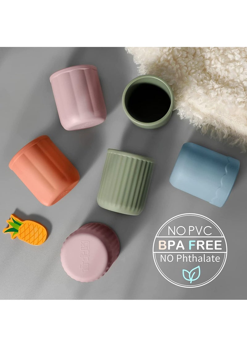 Toddler Cups Silicone Baby Cup - Mini Open Cup for Babies and Toddlers, Unbreakable Drinking Training Cup, BPA Free, 2 Pack, 6 Months+