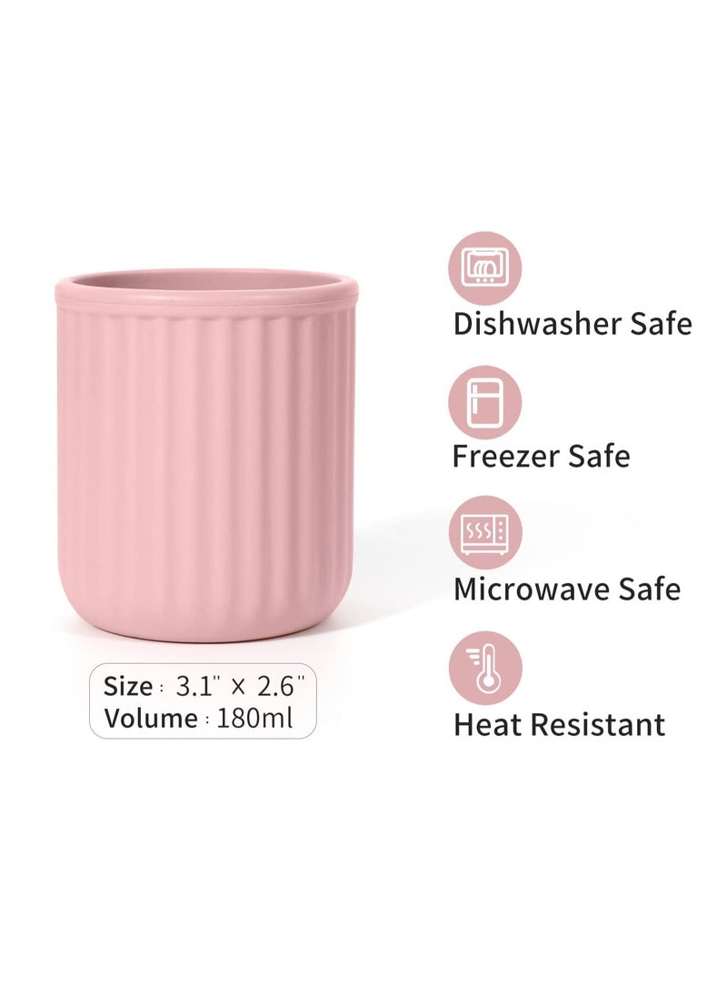 Toddler Cups Silicone Baby Cup - Mini Open Cup for Babies and Toddlers, Unbreakable Drinking Training Cup, BPA Free, 2 Pack, 6 Months+