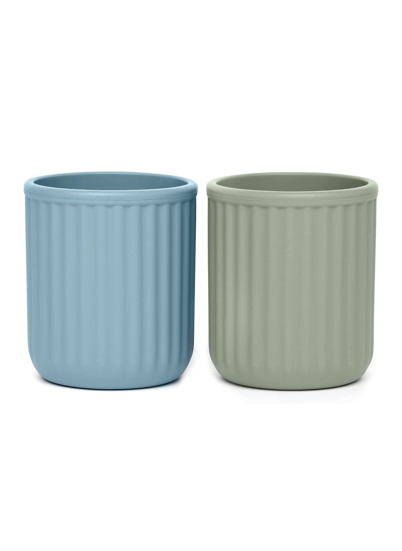 Toddler Cups Silicone Baby Cup - Mini Open Cup for Babies and Toddlers, Unbreakable Drinking Training Cup, BPA Free, 2 Pack, 6 Months+