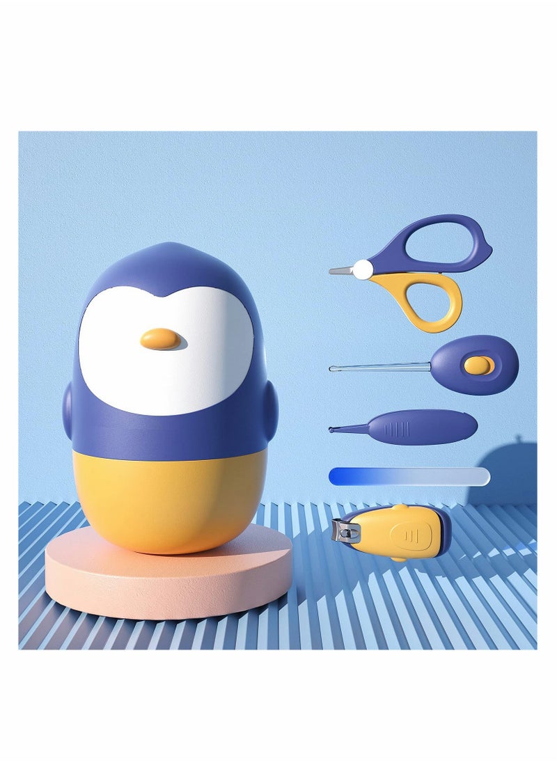 Baby Nail Clippers, 5 in 1 Safety Baby Care Kit, Ear Wax Removal Tool for Kids with LED Light, Baby Nail File u0026 Tweezer for Newborn, Infant u0026 Toddler, Baby Gifts for Age 0-6(Blue)