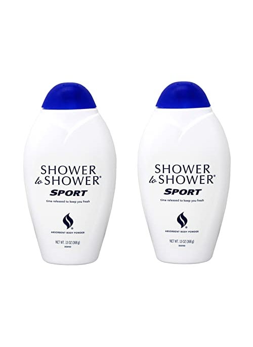 Shower to Shower Absorbent Body Powder, Sport, 13-Ounce Bottles (Pack of 2)