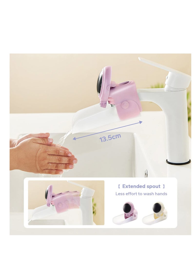 Toddlers Faucet Extender, for Toddlers Sink Extender, for Kids Universal Sink Spout Extender, for Kids Detachable Sink Handle Extender for Bathroom, Kitchen, Bathtub Sink 2Pcs (Pink u0026 White)