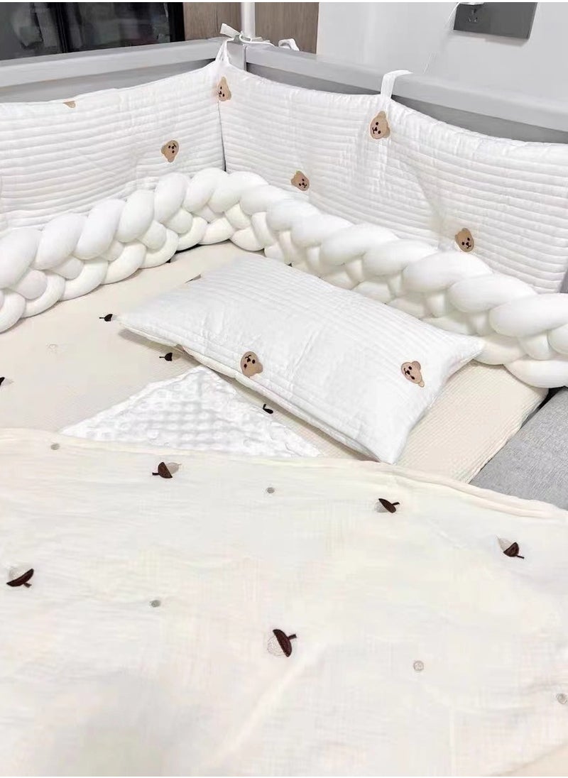 White six-strand twist braid bed surround braided long knotted ball ball child bumper strip cushion pillow