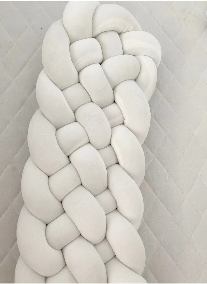White six-strand twist braid bed surround braided long knotted ball ball child bumper strip cushion pillow