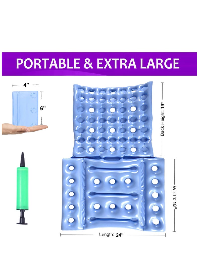 Wheelchair Cushions, Anti-Decubitus Wheelchair Inflatable Seat Cushions for , Breathable Backrest Air Cushion Bed Sore Cushion for Pressure Sores, Portable Travel Seat Cushion for Long Sitting