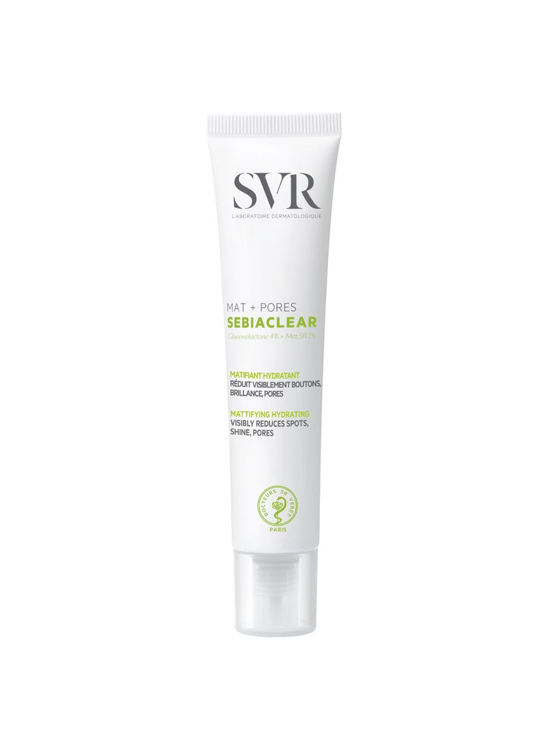 SVR Sebiaclear Mat+Pores Mattifying Face Cream. 4% Niacinamide Non-Comedogenic Moisturizer for Oily to Combination Skin. Controls Shine & Visibly Tighten Pores. Oil-Free, 1.3 fl.oz.