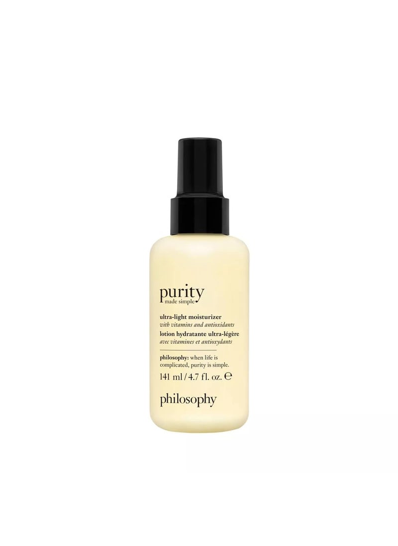 philosophy purity made simple pore ultra-light face moisturizer - with vitamins C & E, green tea, meadowfoam & chia seed oil - nourishing formula delivers 24-hour hydration - 4.7 fl oz