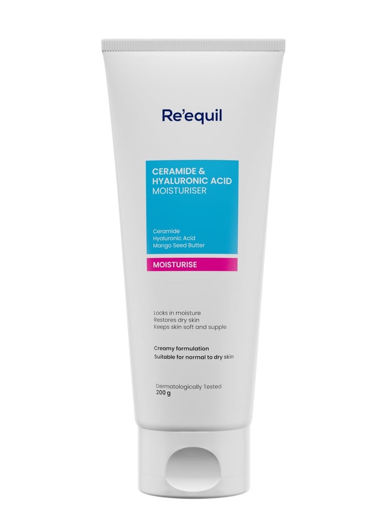 RE' EQUIL Ceramide Hyaluronic Acid Moisturiser Moisturizer For Face Barrier Repair Cream Long Lasting Hydration Suitable For Normal To Dry Skin 100G