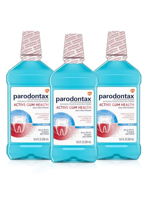 Parodontax Active Gum Health Mouthwash, Antiplaque and Antigingivitis Mouthwash, Mint, 3x16.9 Fl Oz