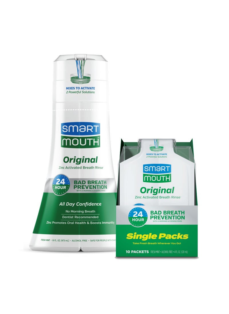 SmartMouth Original Activated Mouthwash & Single Packs, Travel Mouthwash, Fresh Mint