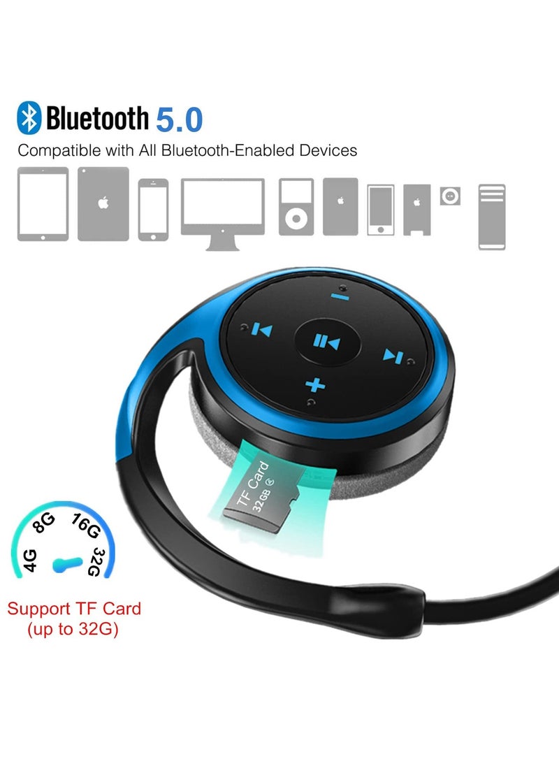 Wireless Bluetooth Earbuds, 5.0 Over Ear Headphones, Support TF Card and FM Radio, CVC8.0 Noise Canceling Earset 12 Hours Playtime for Sport Exercise Jogging Gym Workout