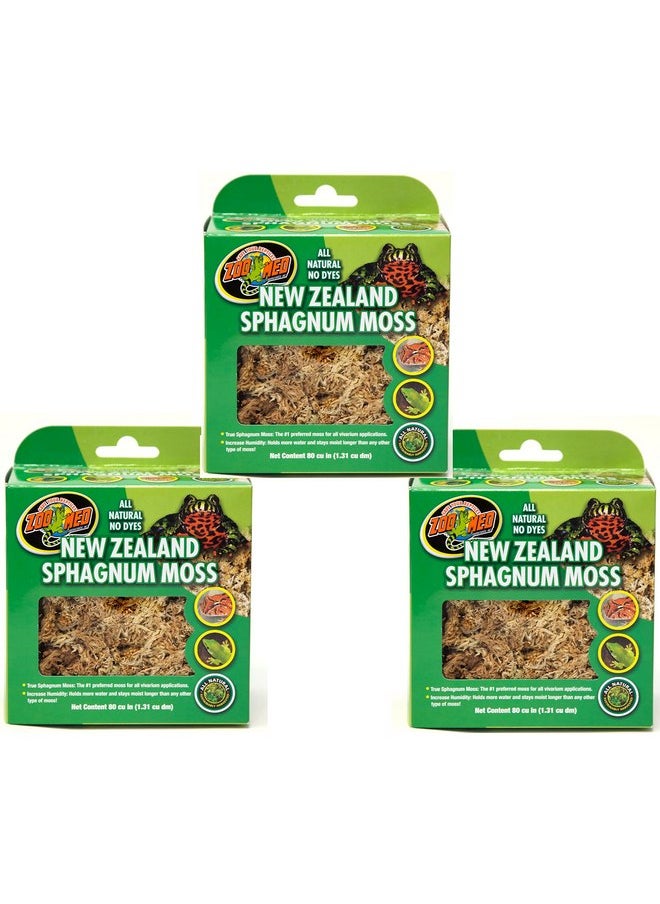 Zoo Med Laboratories New Zealand Sphagnum Moss, 240 Cubic Inch (3 Packages with 80 Cubic Inches Each)