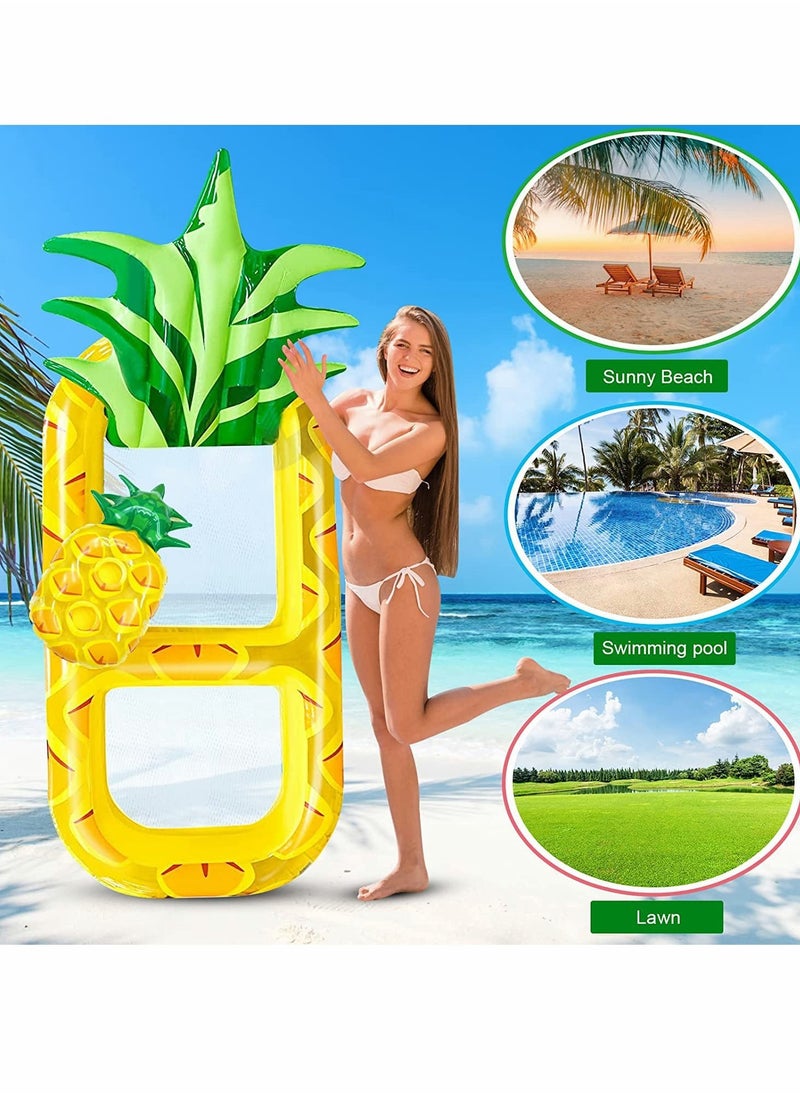 Pool Inflatable Floats Adult, Giant Pineapple Inflatable Pool Floats With Cup Holder,170 CM Beach Floaties Lounge Luxury Recliner