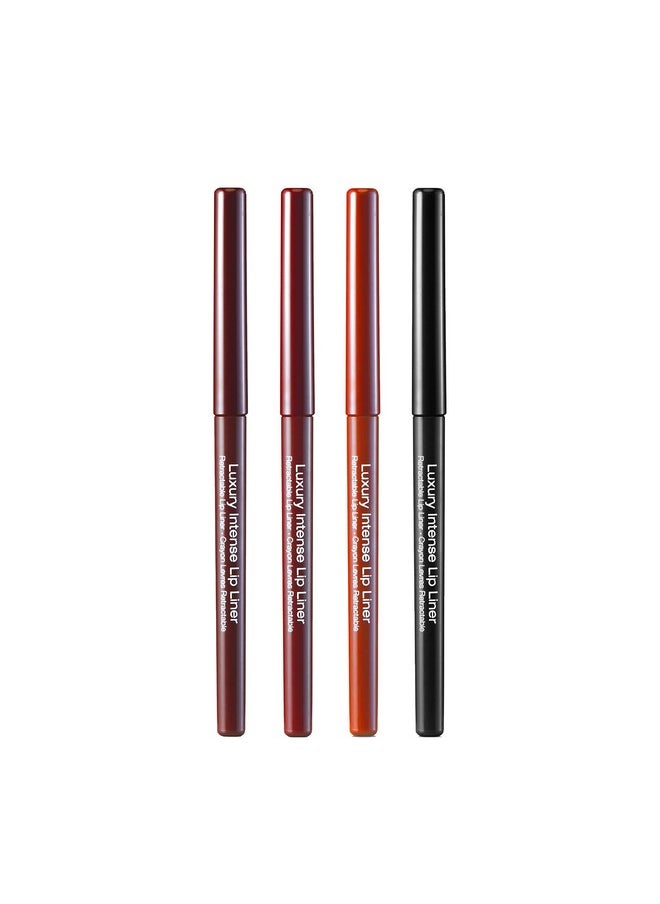Luxury Intense Lip Liner 4 Pack (Dark Plum Purple, Deep Red, Bright Red, Black)