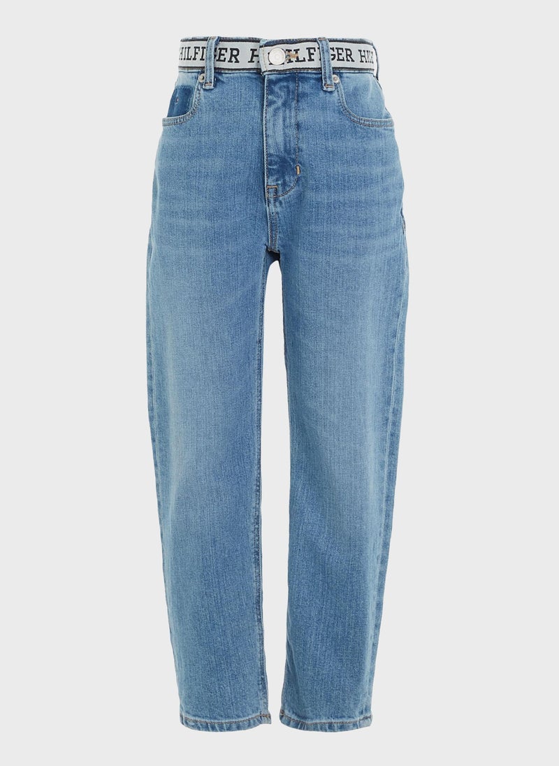 Kids Mid Wash Straight Jeans