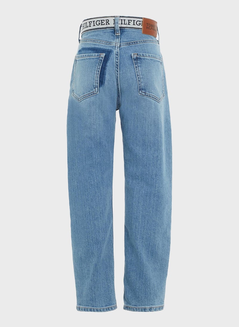 Kids Mid Wash Straight Jeans