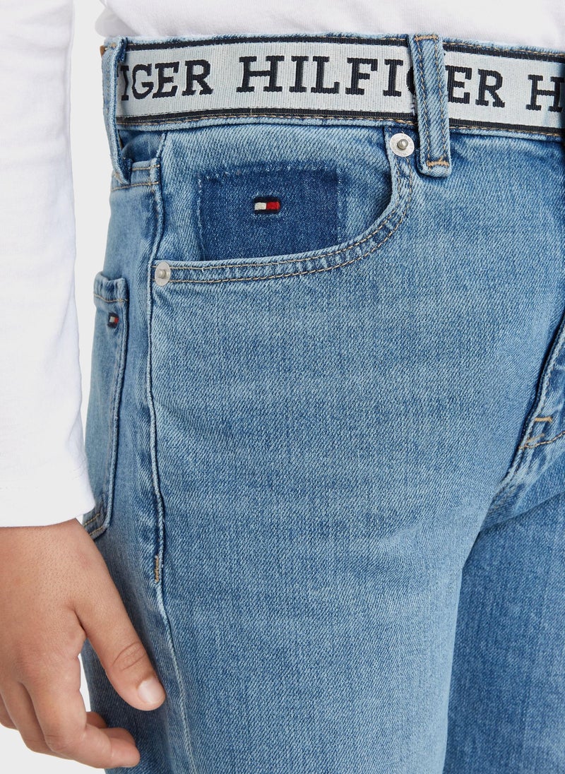 Kids Mid Wash Straight Jeans