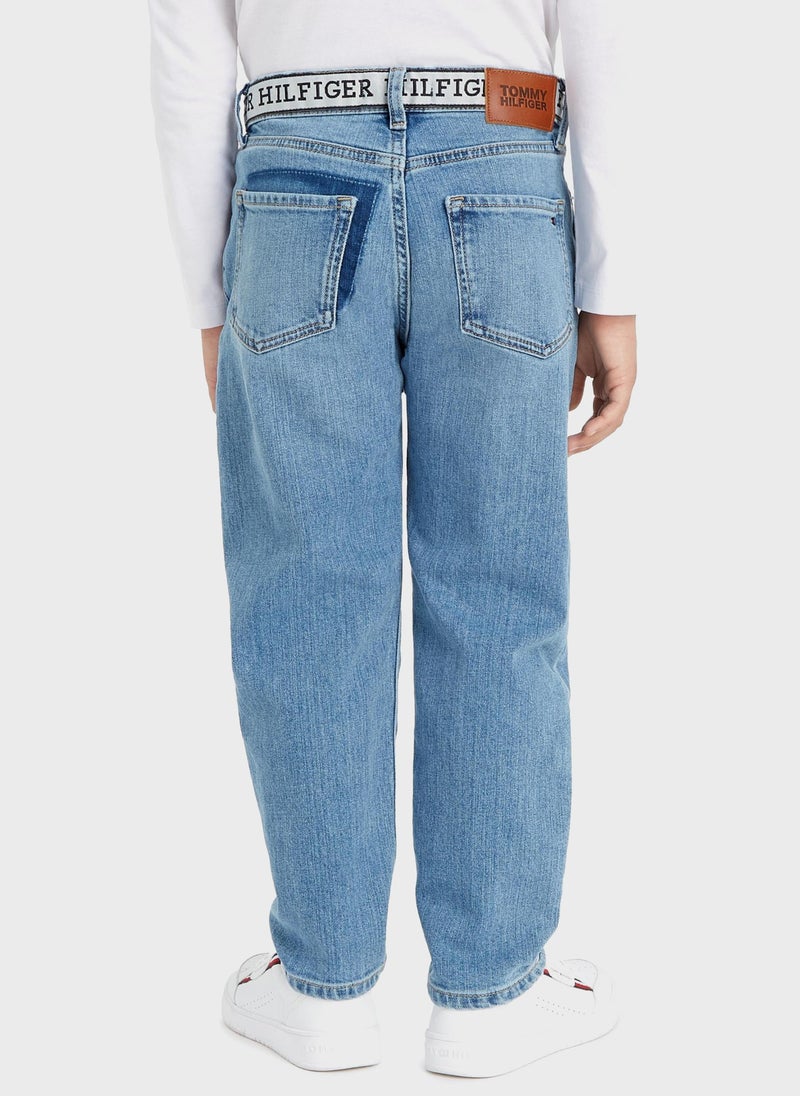 Kids Mid Wash Straight Jeans