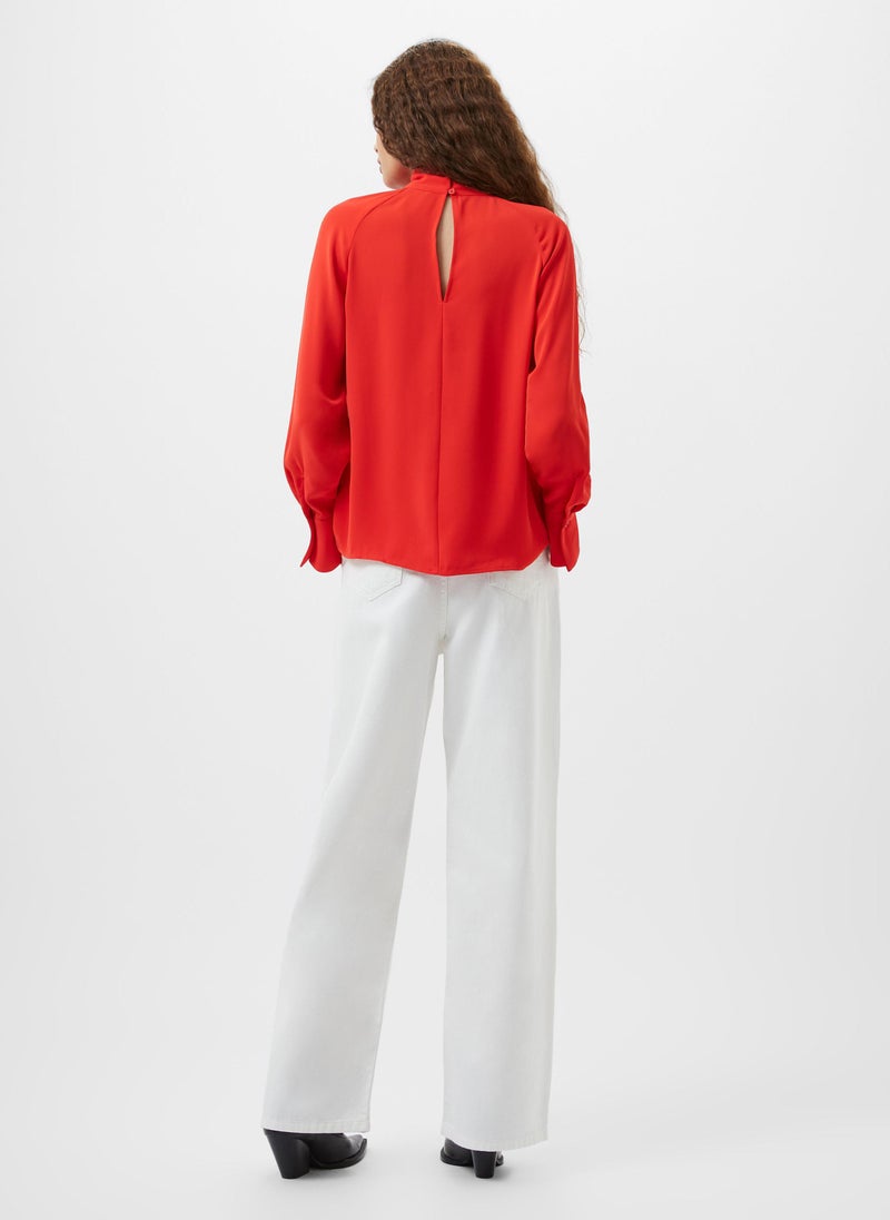 Cutout Tie Neck Detail Blouse