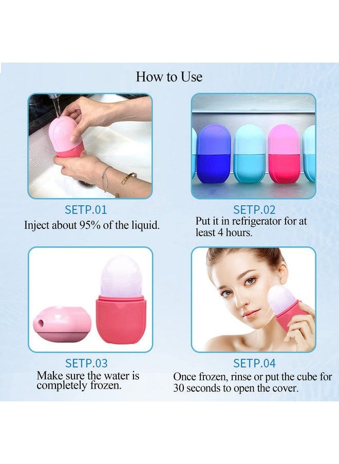 Ice Roller For Face And Eye, Silicone Mold Face,Facial Skin Care Tool Eye Puffiness Relief & Remove Fine Lines Reduce Acne Beauty Gift Women (Pink)