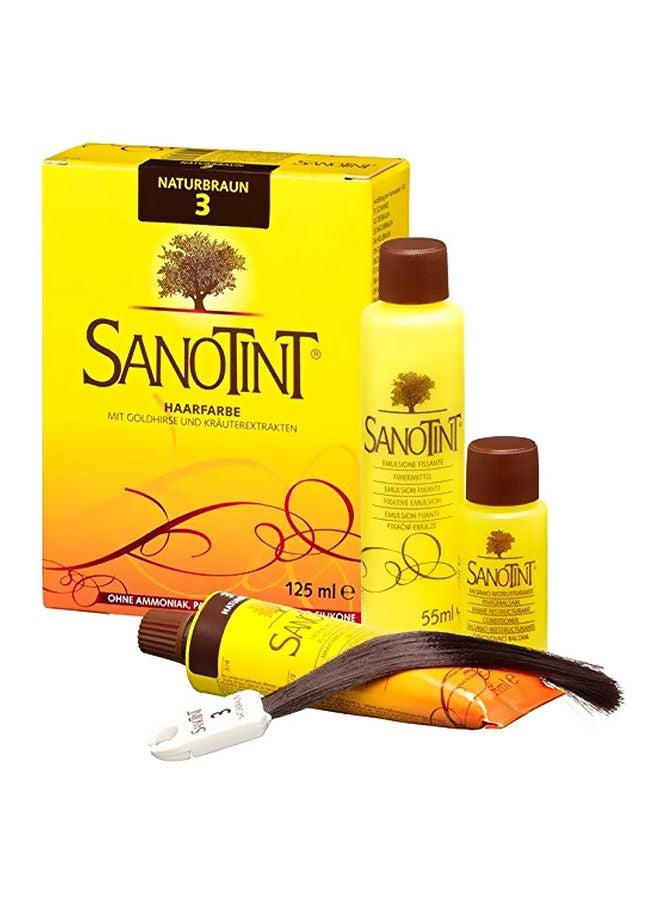 Classic Permanent Hair Dye 03 Natural Brown Color Paste 55, Fixer 55, Revitalizing Balm 15ml