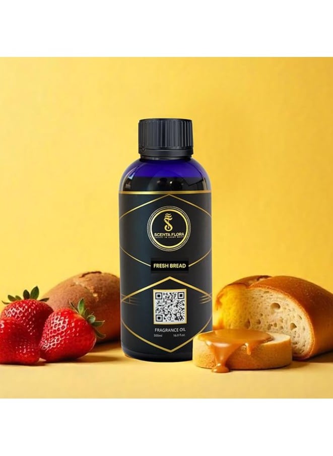 Fresh Bread Fragrance Oil for Scent Diffusers Aromatherapy 500ml | IFRA Certified | A Blend of Buttermilk, Baked Bread, and Coffee | Ideal for Coffee Shop, Pastry Shop, and Confectionery