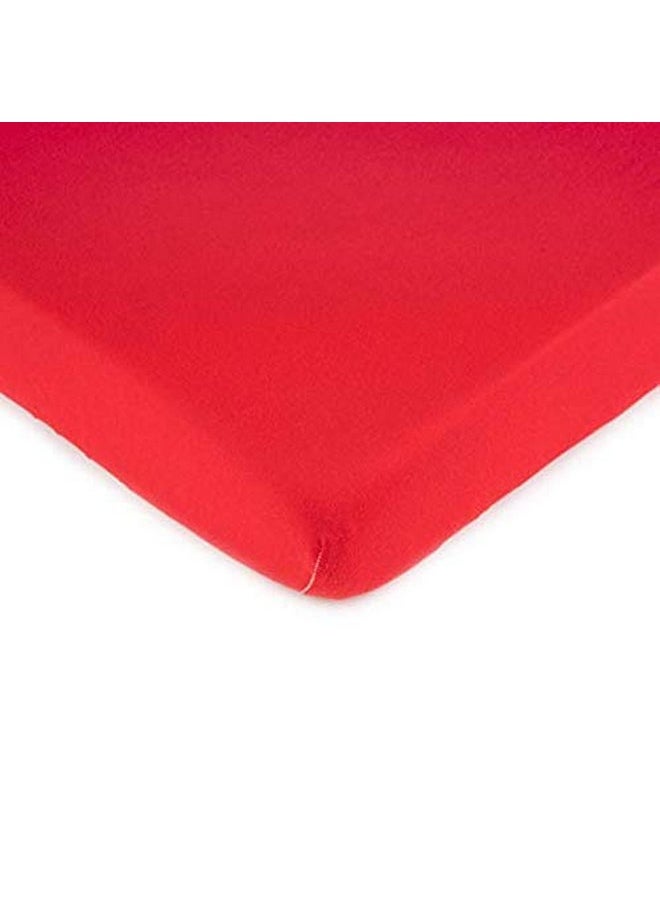 SheetWorld Fitted 100% Cotton Jersey Pack N Play Sheet Fits Graco 27 x 39, Solid Red, Made in USA