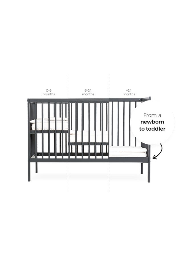 Mokee 2 in 1 Scandinavian Convertible Mini Cot Bed 120x60cm - Stone Blue