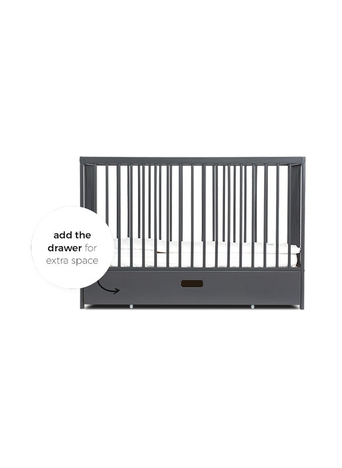 Mokee 2 in 1 Scandinavian Convertible Mini Cot Bed 120x60cm - Stone Blue