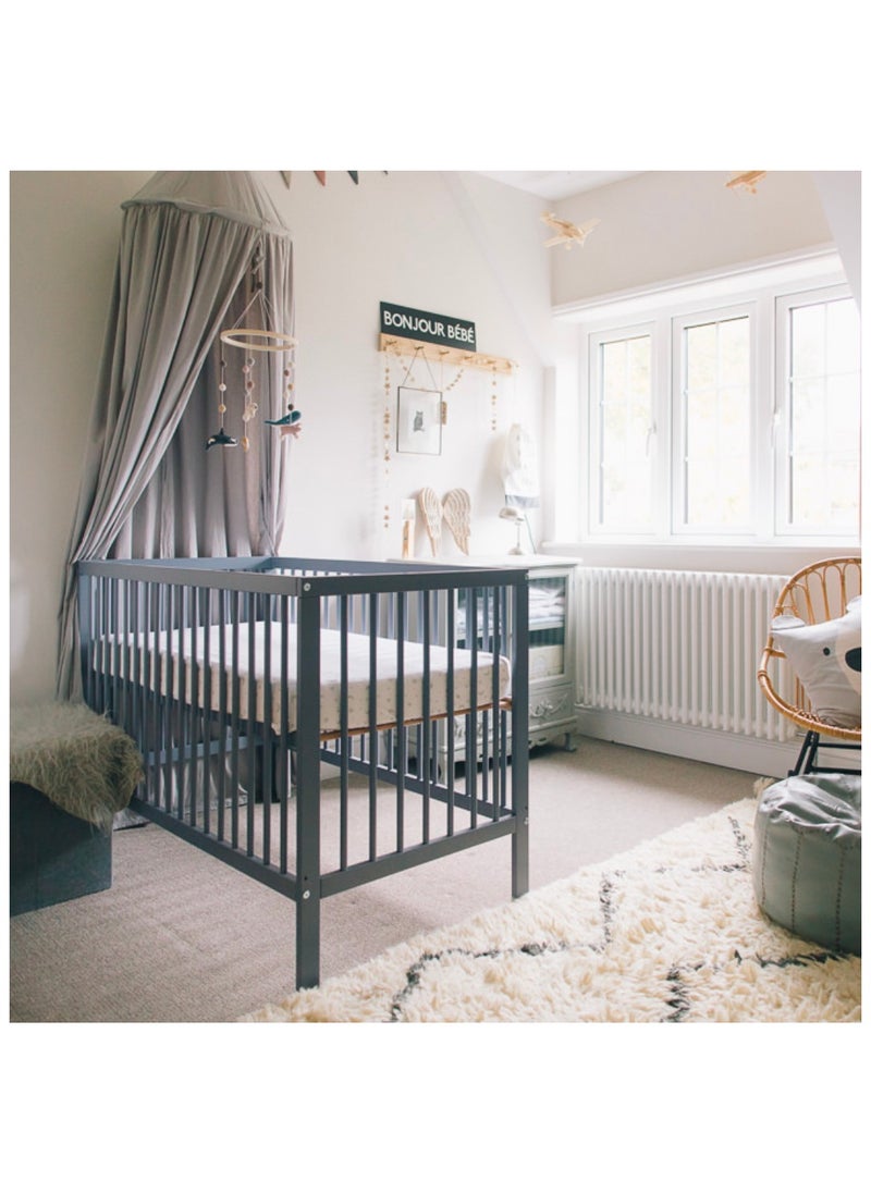 Mokee 2 in 1 Scandinavian Convertible Mini Cot Bed 120x60cm - Stone Blue