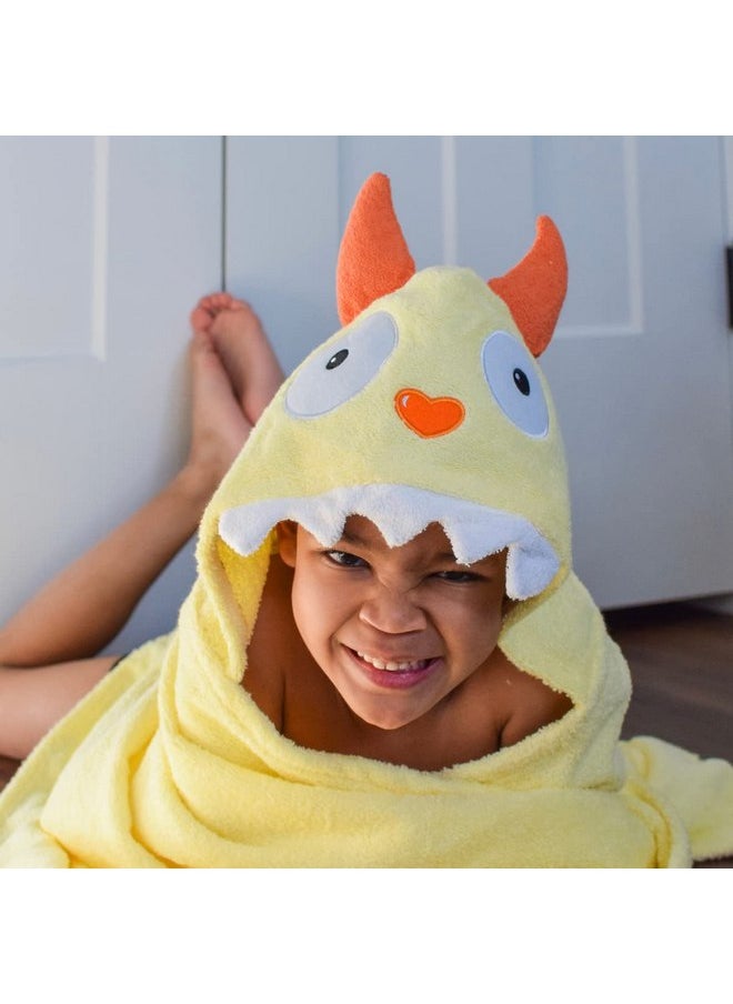 Yikes Twins, Children's Hooded Towel Yellow Monster, Unisex Toddler, Kids