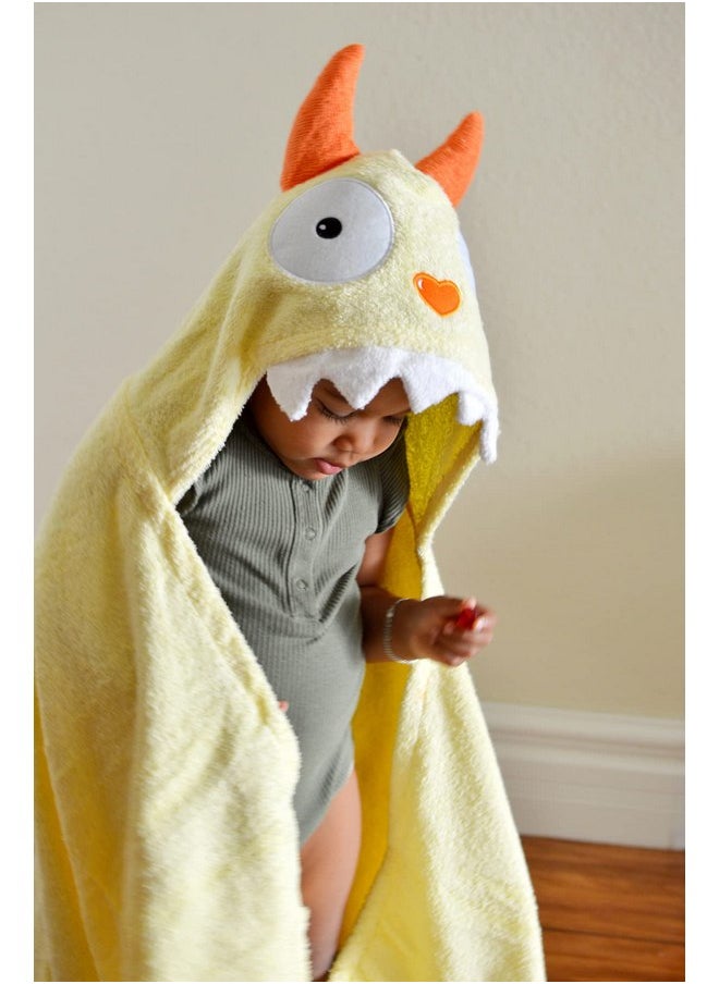 Yikes Twins, Children's Hooded Towel Yellow Monster, Unisex Toddler, Kids