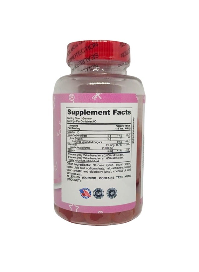 Healthy Gummies Vitamin D-3 Peach Mango And Strawberry Flavored 60 Gummies