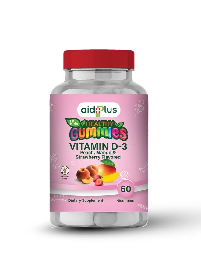 Healthy Gummies Vitamin D-3 Peach Mango And Strawberry Flavored 60 Gummies