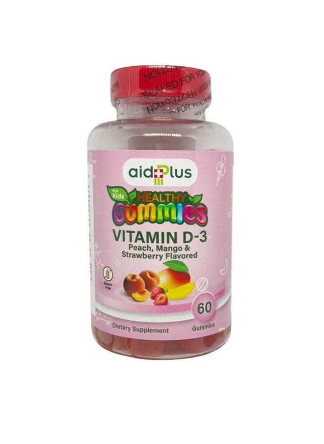 Healthy Gummies Vitamin D-3 Peach Mango And Strawberry Flavored 60 Gummies