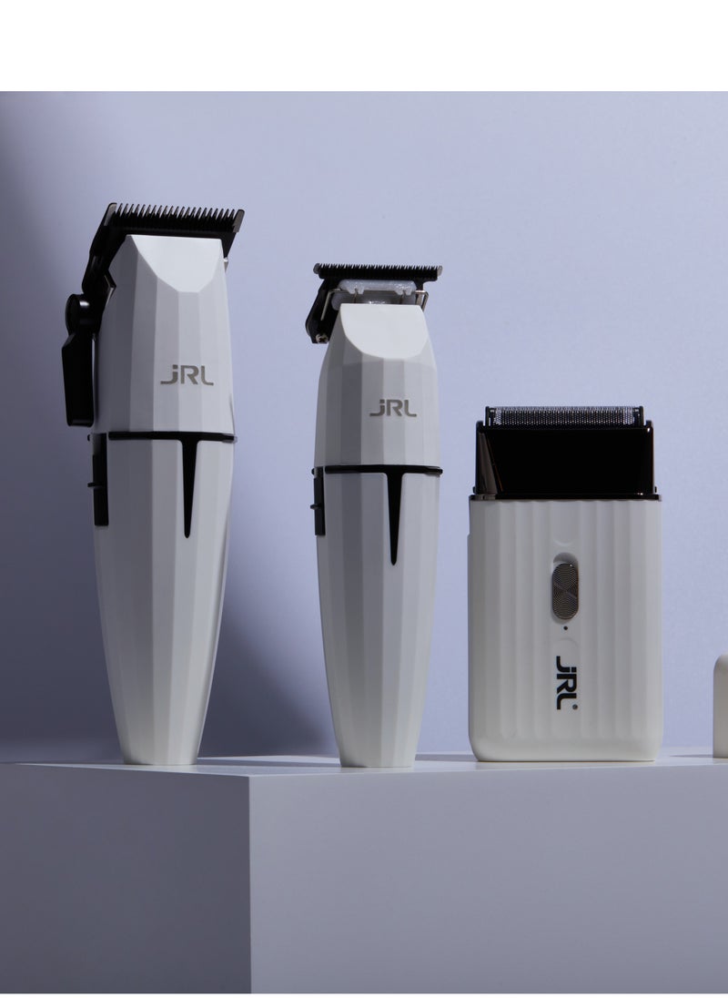 JRL Ghost Collection #2 | SH2301, 2020C-B, 2020T-B | Professional Clipper, Trimmer & Shaver Combo Kit | Cordless, Ultra-Quiet, Fade Blade Technology, Long Battery Life | Barber & Salon-Grade Grooming Set | White