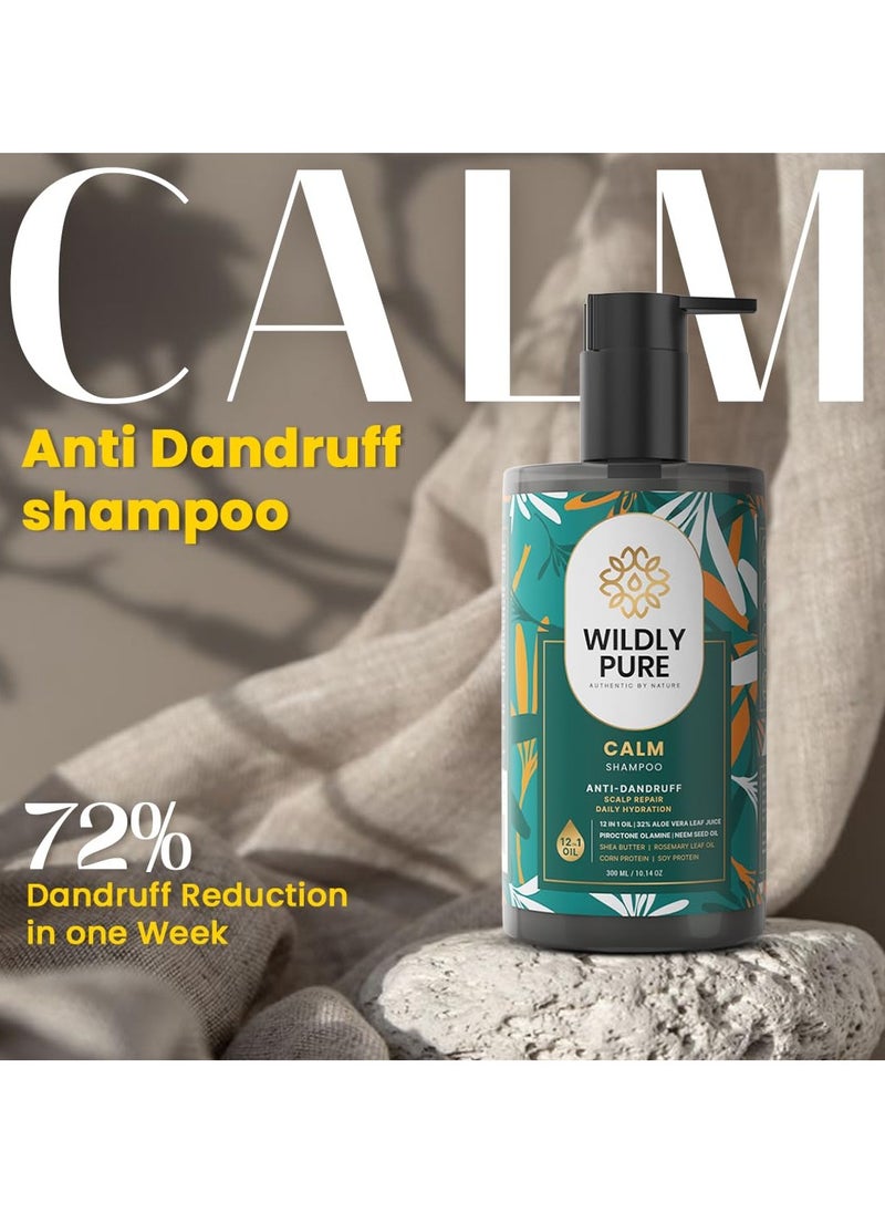 Natural Anti Dandruff Shampoo|Nasturtium, Piroctone Olamine, Niacinamide & Biotin| 72% Less In Dandruff In 3 Wash| Regulates Sebum, Chemical Free| 300Ml